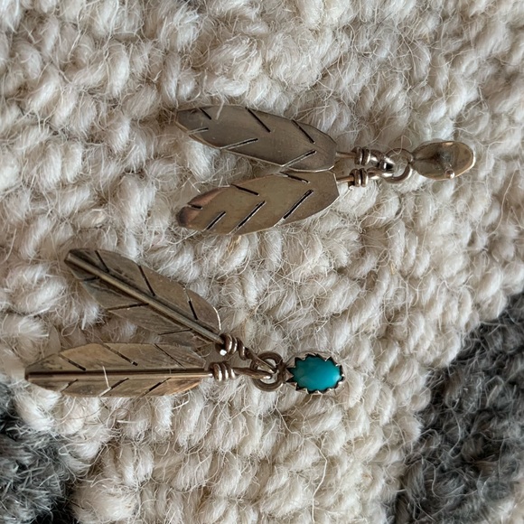 Navajo Sterling & Turquoise Earrings 🪶 - Picture 2 of 4